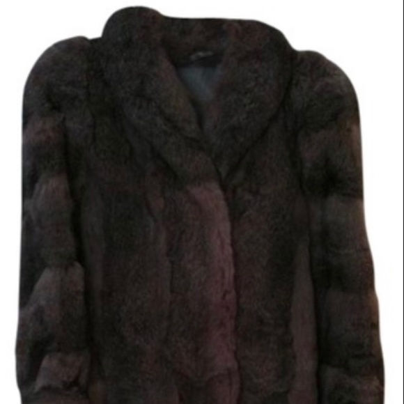 LONG GRAY RABBIT FUR COAT - Picture 1 of 13